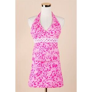 Sz 4 Lilly Pulitzer Princess Pink Halter Top & Wrap Skirt Matching Set GUC